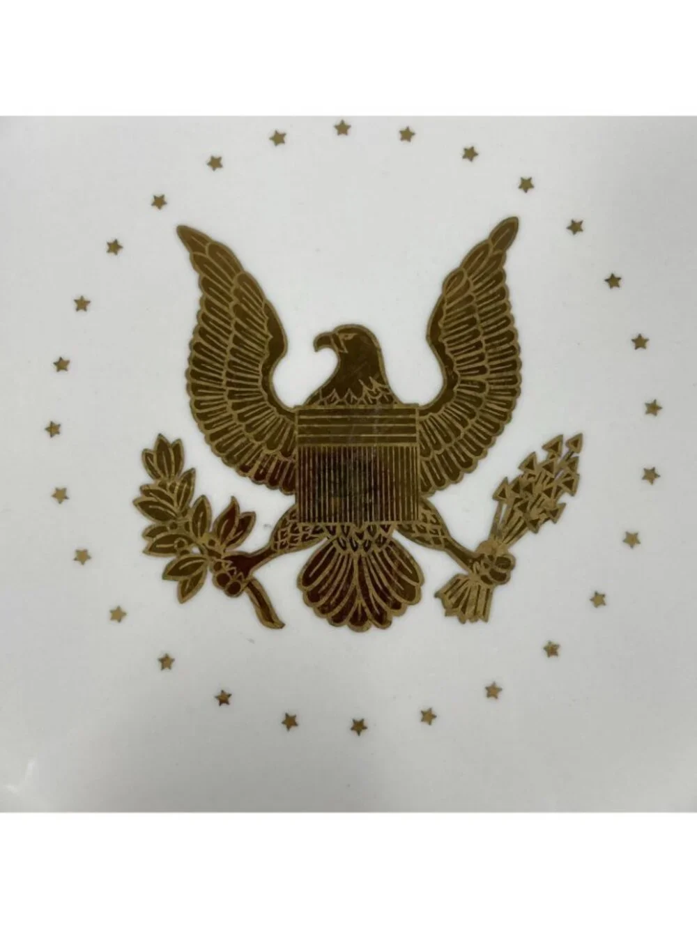 Homer Laughlin Presidential Dinner Plate, Gold Eagle from 1990, Some Scratches
